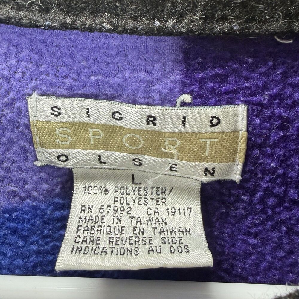 Sigrid Olsen Sport Button Up Fleece Jacket Womens Large Blue Purple Winter VTG - Picture 7 of 10
